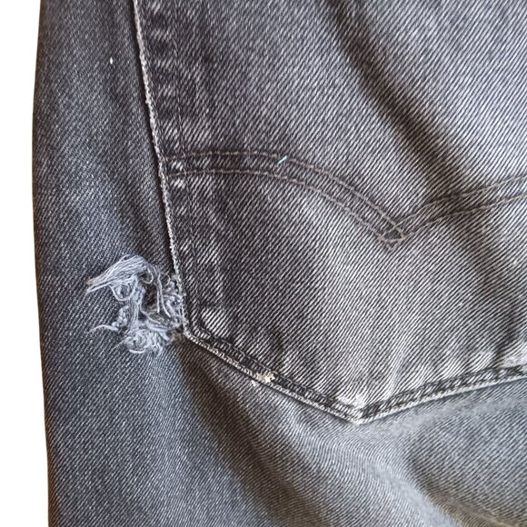 32x32 Levis 501 Faded Black Distress Metal Denim Jeans Trashed Punk Goth Rocker - Picture 6 of 8